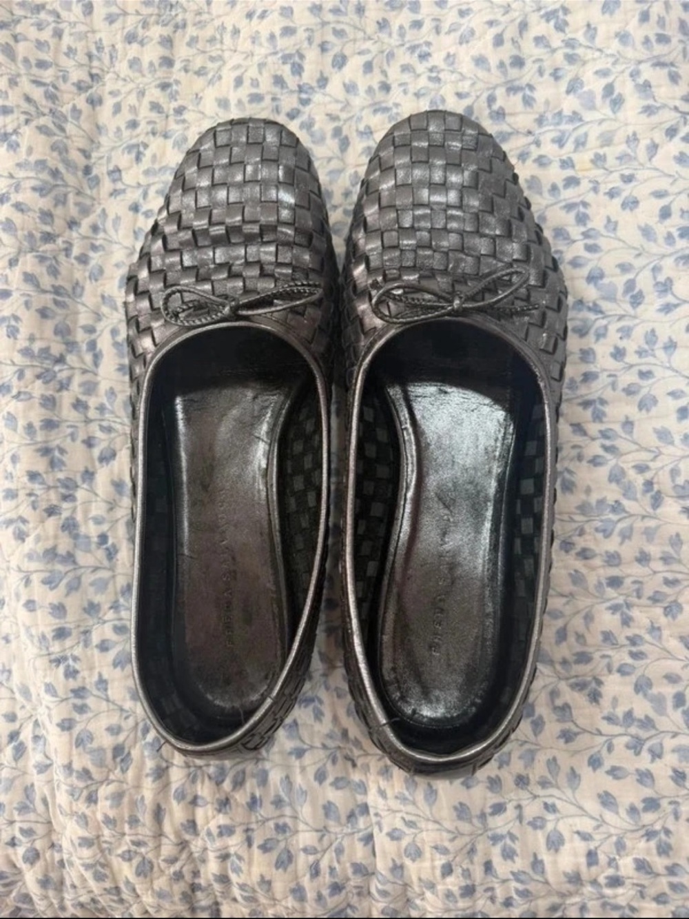 Freda Salvador Metallic Gunmetal Woven Ballet Flats
